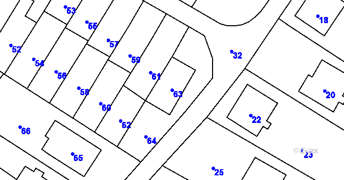 Parcela st. 63 v KÚ Lošov, Katastrální mapa