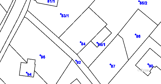 Parcela st. 84 v KÚ Lošov, Katastrální mapa