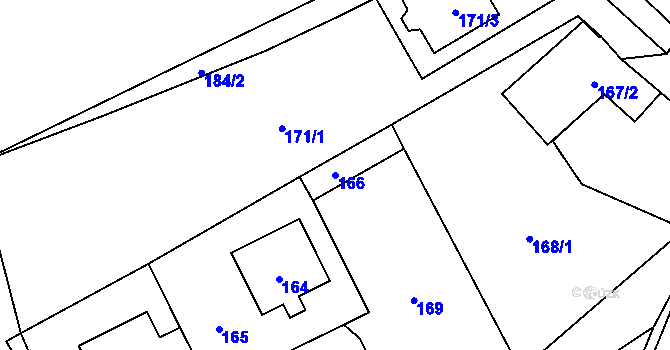 Parcela st. 166 v KÚ Lošov, Katastrální mapa