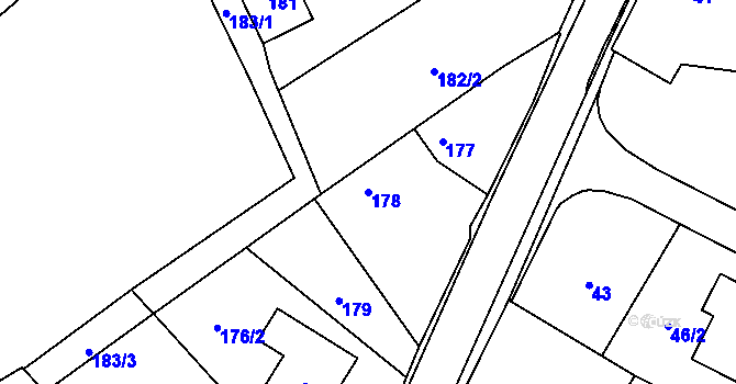 Parcela st. 178 v KÚ Lošov, Katastrální mapa