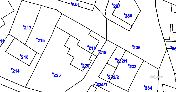 Parcela st. 218 v KÚ Lošov, Katastrální mapa