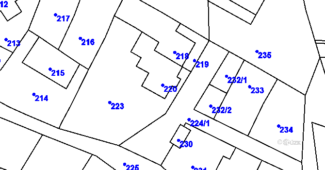 Parcela st. 220 v KÚ Lošov, Katastrální mapa