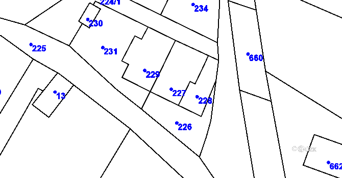 Parcela st. 227 v KÚ Lošov, Katastrální mapa