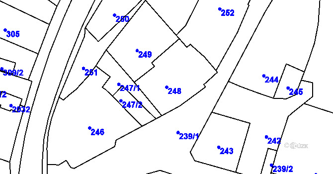 Parcela st. 248 v KÚ Lošov, Katastrální mapa