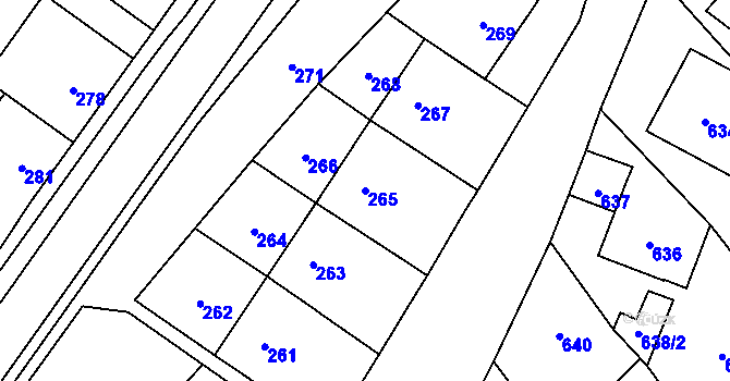 Parcela st. 265 v KÚ Lošov, Katastrální mapa