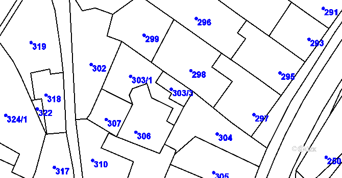 Parcela st. 303/3 v KÚ Lošov, Katastrální mapa