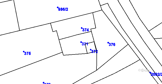 Parcela st. 371 v KÚ Lošov, Katastrální mapa
