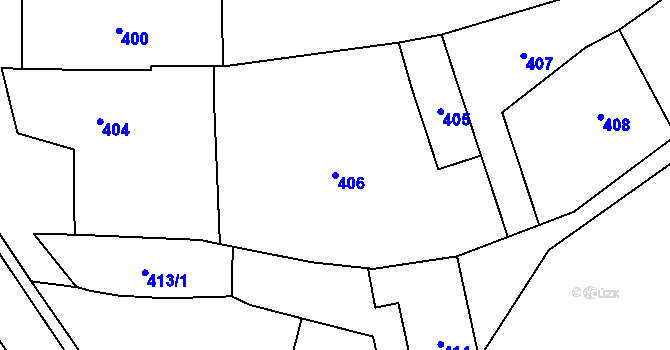 Parcela st. 406 v KÚ Lošov, Katastrální mapa