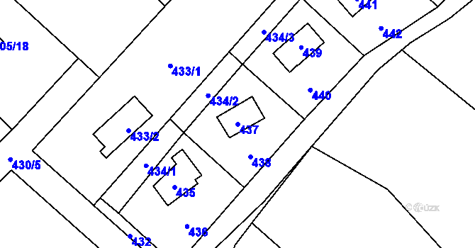 Parcela st. 437 v KÚ Lošov, Katastrální mapa