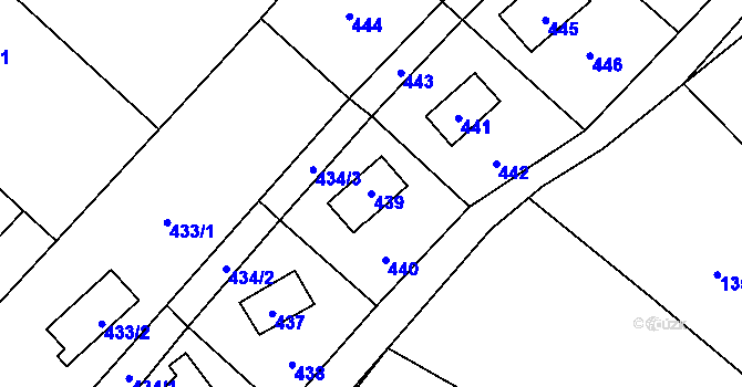 Parcela st. 439 v KÚ Lošov, Katastrální mapa