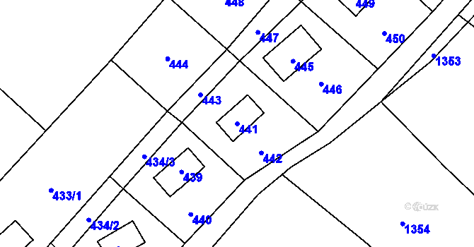 Parcela st. 441 v KÚ Lošov, Katastrální mapa