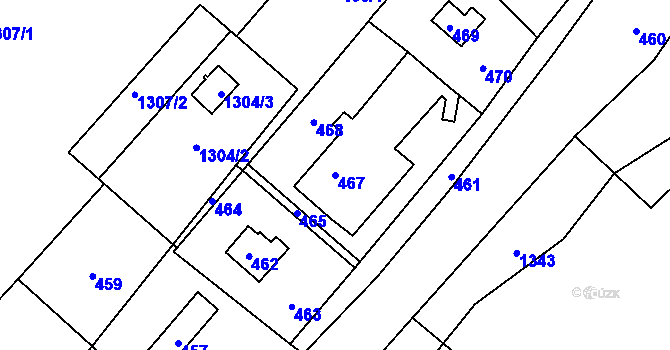 Parcela st. 467 v KÚ Lošov, Katastrální mapa