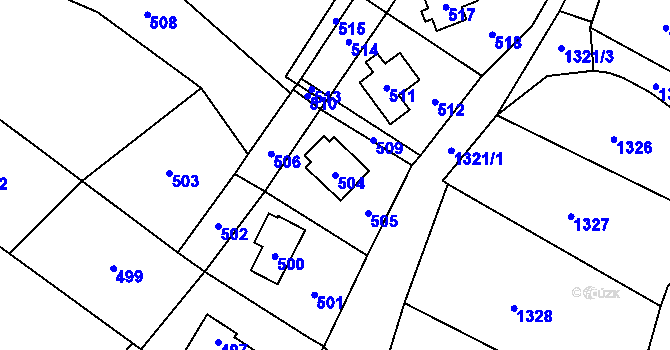 Parcela st. 504 v KÚ Lošov, Katastrální mapa