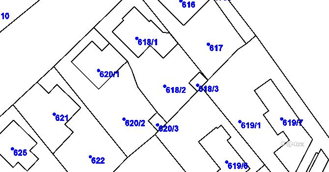 Parcela st. 618/2 v KÚ Lošov, Katastrální mapa