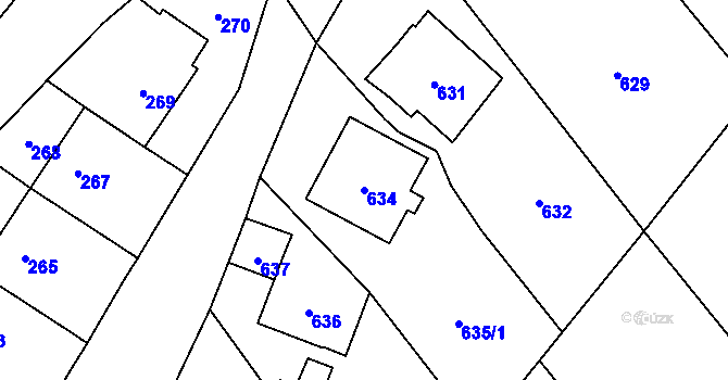 Parcela st. 634 v KÚ Lošov, Katastrální mapa