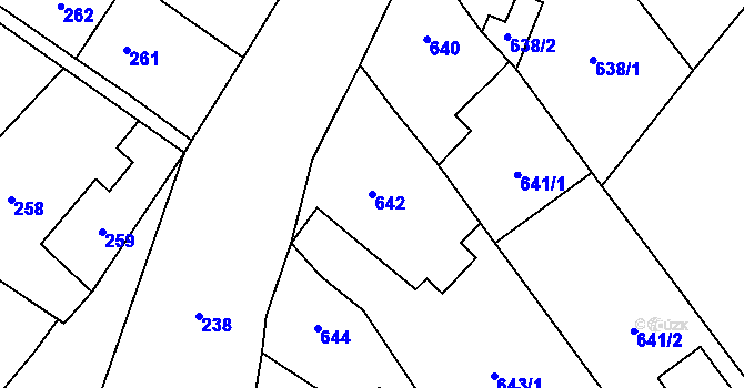 Parcela st. 642 v KÚ Lošov, Katastrální mapa