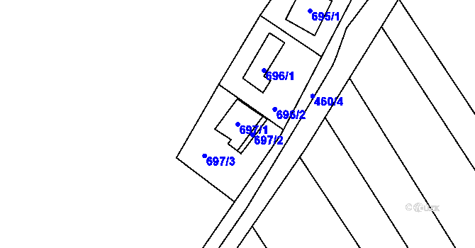 Parcela st. 697/1 v KÚ Lošov, Katastrální mapa