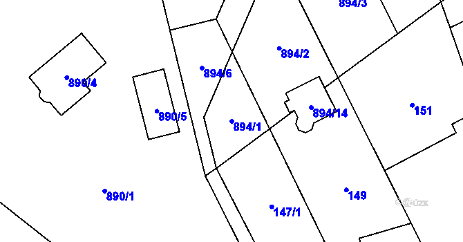 Parcela st. 894/1 v KÚ Lošov, Katastrální mapa