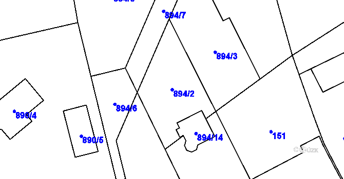 Parcela st. 894/2 v KÚ Lošov, Katastrální mapa