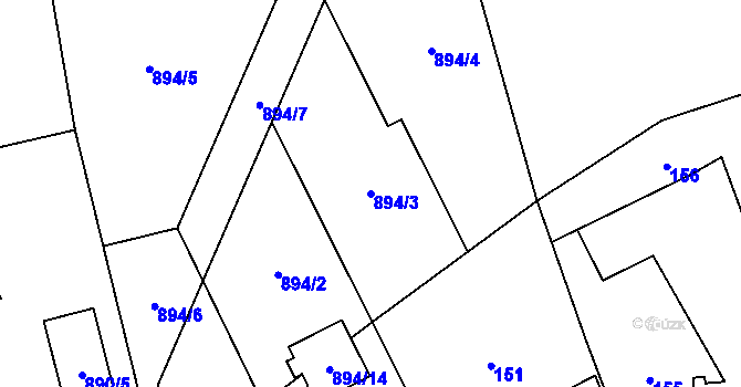 Parcela st. 894/3 v KÚ Lošov, Katastrální mapa