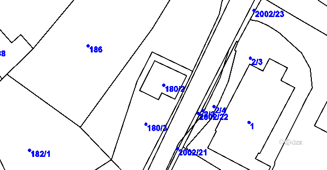 Parcela st. 180/2 v KÚ Lošov, Katastrální mapa