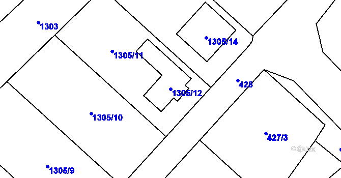 Parcela st. 1305/12 v KÚ Lošov, Katastrální mapa