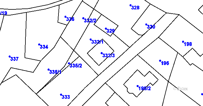 Parcela st. 332/3 v KÚ Lošov, Katastrální mapa