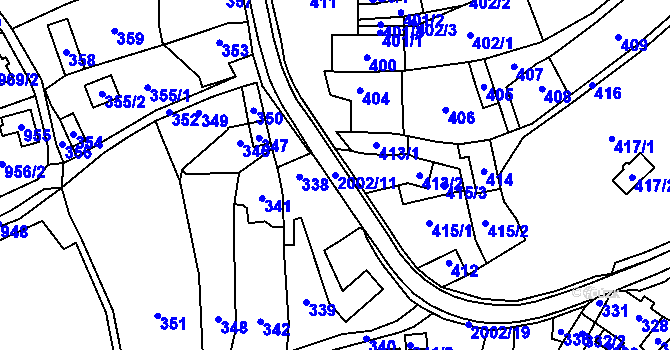 Parcela st. 2002/11 v KÚ Lošov, Katastrální mapa