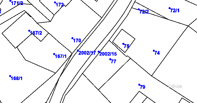 Parcela st. 2002/15 v KÚ Lošov, Katastrální mapa