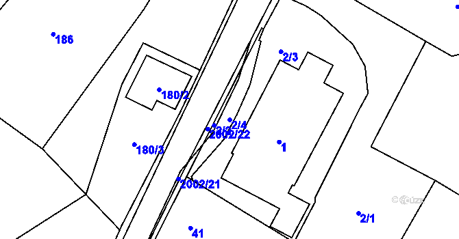 Parcela st. 2/4 v KÚ Lošov, Katastrální mapa