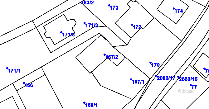 Parcela st. 167/2 v KÚ Lošov, Katastrální mapa