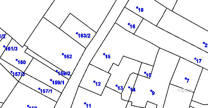 Parcela st. 15 v KÚ Loštice, Katastrální mapa