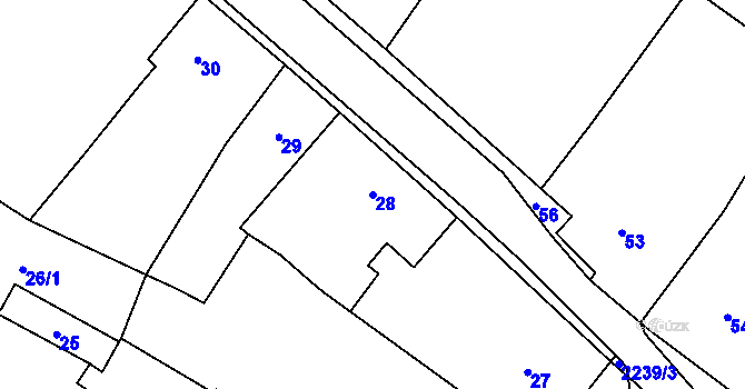 Parcela st. 28 v KÚ Loštice, Katastrální mapa