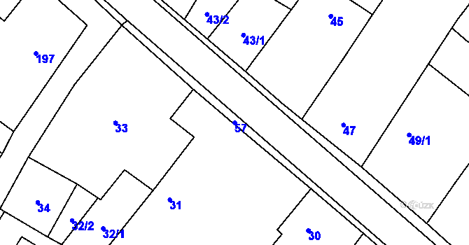 Parcela st. 57 v KÚ Loštice, Katastrální mapa