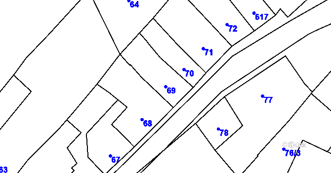 Parcela st. 69 v KÚ Loštice, Katastrální mapa