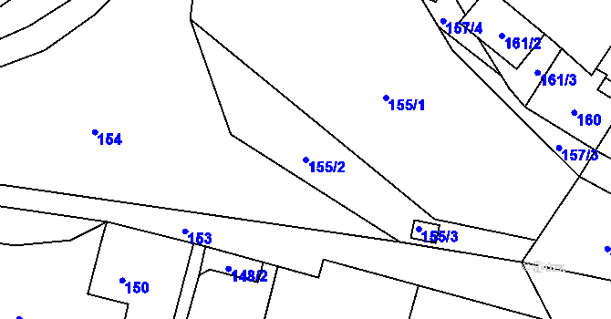 Parcela st. 155/2 v KÚ Loštice, Katastrální mapa