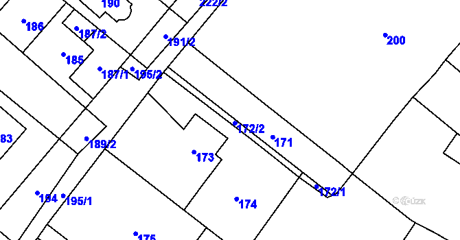 Parcela st. 172 v KÚ Loštice, Katastrální mapa
