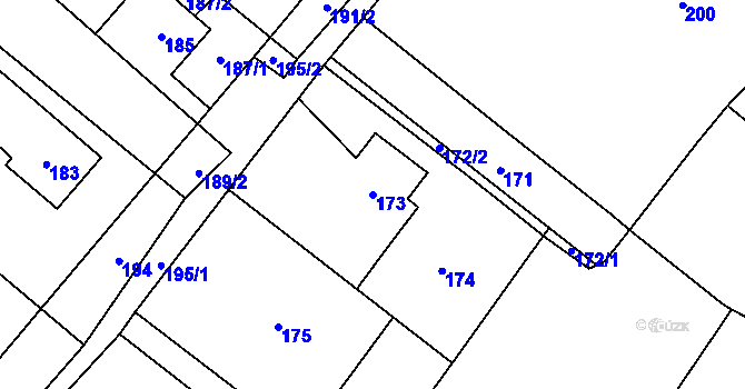 Parcela st. 173 v KÚ Loštice, Katastrální mapa