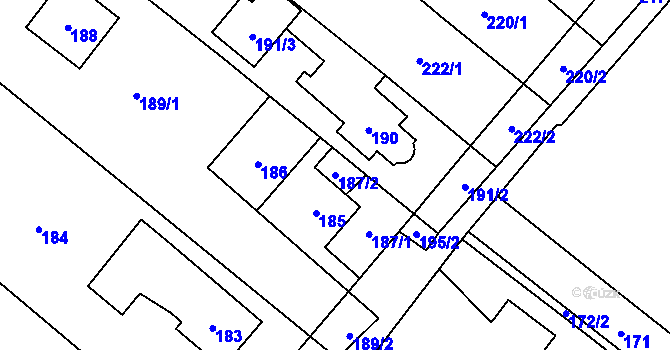 Parcela st. 187/2 v KÚ Loštice, Katastrální mapa