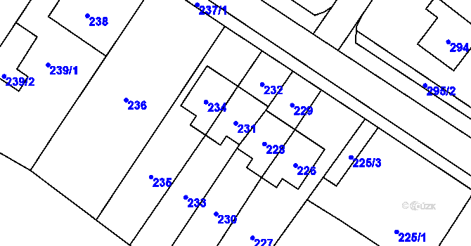 Parcela st. 231 v KÚ Loštice, Katastrální mapa