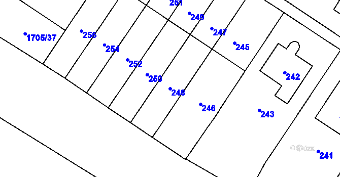 Parcela st. 248 v KÚ Loštice, Katastrální mapa