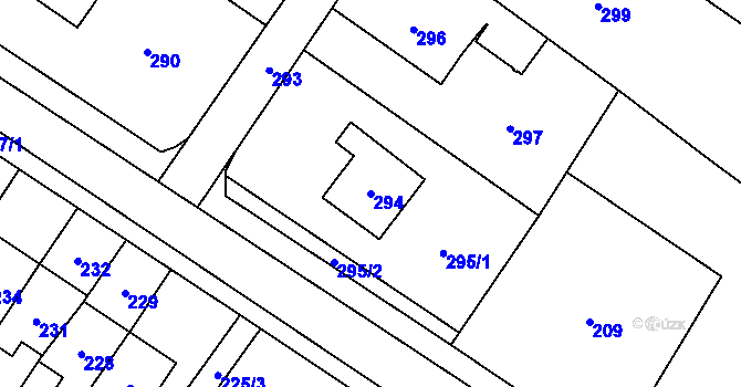 Parcela st. 294 v KÚ Loštice, Katastrální mapa