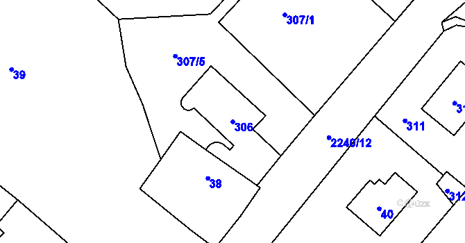 Parcela st. 306 v KÚ Loštice, Katastrální mapa