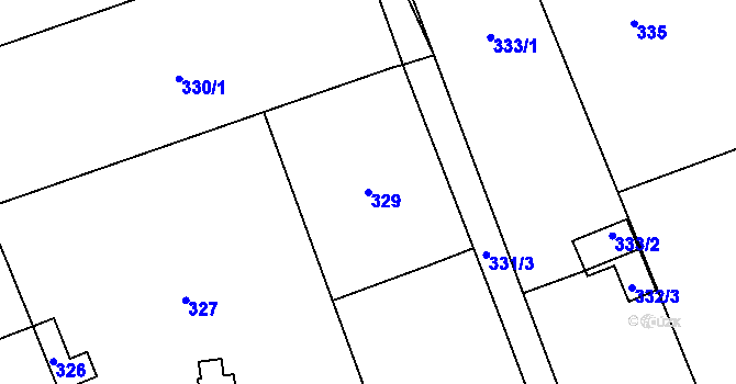 Parcela st. 329 v KÚ Loštice, Katastrální mapa