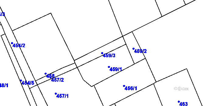 Parcela st. 459/3 v KÚ Loštice, Katastrální mapa