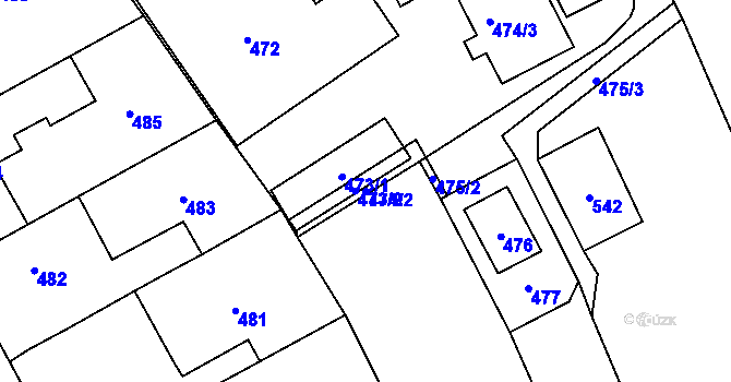 Parcela st. 474/2 v KÚ Loštice, Katastrální mapa
