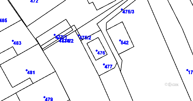 Parcela st. 476 v KÚ Loštice, Katastrální mapa