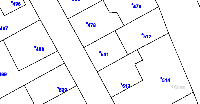 Parcela st. 511 v KÚ Loštice, Katastrální mapa