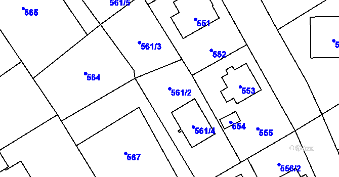 Parcela st. 561/2 v KÚ Loštice, Katastrální mapa