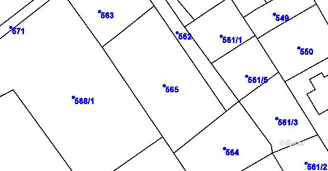 Parcela st. 565 v KÚ Loštice, Katastrální mapa